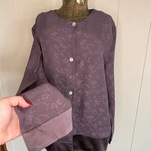 Purple Floral Button-Up Blouse